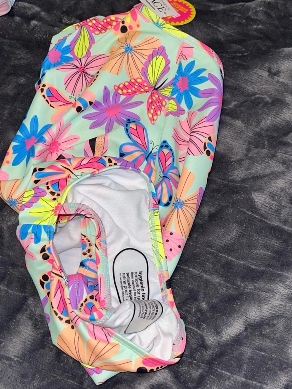 Girls Neon Butterfly Floral One-Piece Swimsuit